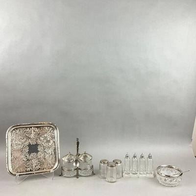S348 Silver Plated Glass Condiment Set