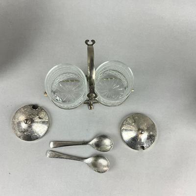 S348 Silver Plated Glass Condiment Set