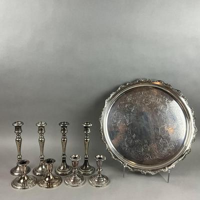 S350 Silver Plated Candesticks & Tray Lot