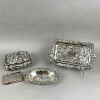 S351 Antique Silver Plated Dressing Table Box With Accessories