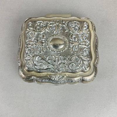 S351 Antique Silver Plated Dressing Table Box With Accessories