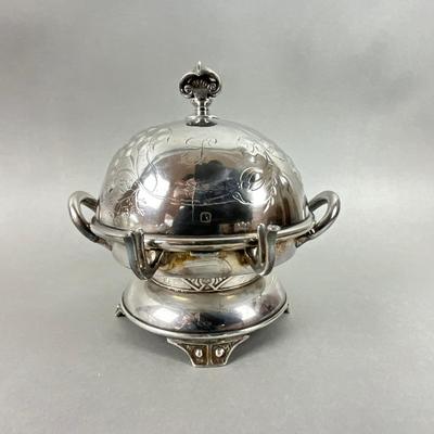 S353 Antique Silver Plated Punch Bowl & WIlcox Silver Plated Caviar / Butter Serving Dish