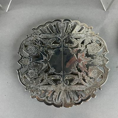 S354 Vintage Mixed Silverplate Serving-Ware With Decorative Trays & Table Accessories