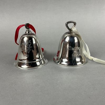 S357 Pair Of Silver Plated Bell Musical Ornaments