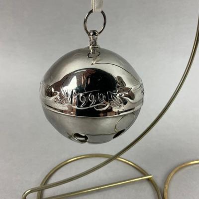 S359 1991 & 1990 Wallace + Reed & Barton Silver Plated Christmas Ball Ornaments