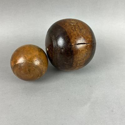 S363 Antique English Lawn Bowling Wooden Balls