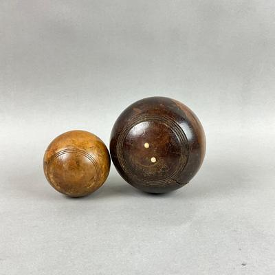 S363 Antique English Lawn Bowling Wooden Balls