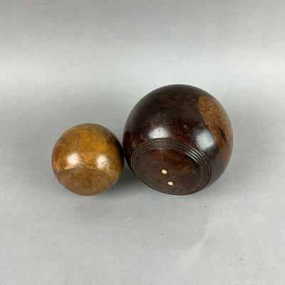 S363 Antique English Lawn Bowling Wooden Balls