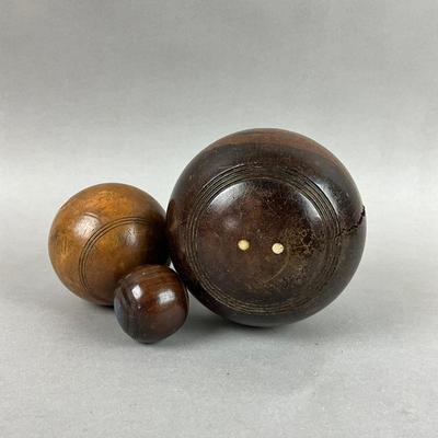 S363 Antique English Lawn Bowling Wooden Balls