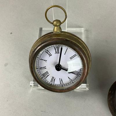 L371 Antique Tin, Painted Box & Vintage Desk Clock