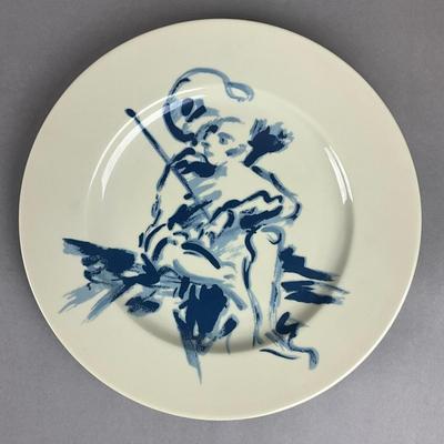 A374 Set Of Six Limoges France Patrick Frey Paris "Goneese" Tissu Assorti Plates