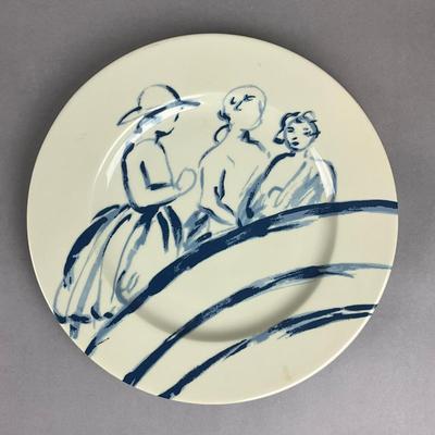 A374 Set Of Six Limoges France Patrick Frey Paris "Goneese" Tissu Assorti Plates