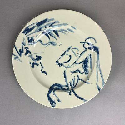 A374 Set Of Six Limoges France Patrick Frey Paris "Goneese" Tissu Assorti Plates