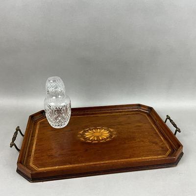 K377 Mahogany Bed Tray With Crystal Water Set