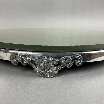 K378 Silver Plated Mirror Stand With Quail Birds