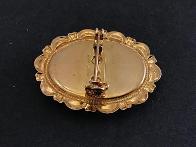Etched Glass / Stone Cameo Brooch