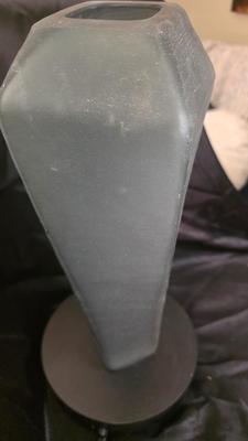 Frosted Obelisk Glass Vase – Modern Geometric Art Decor in Fog Gray (14”)