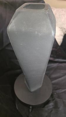 Frosted Obelisk Glass Vase – Modern Geometric Art Decor in Fog Gray (14”)