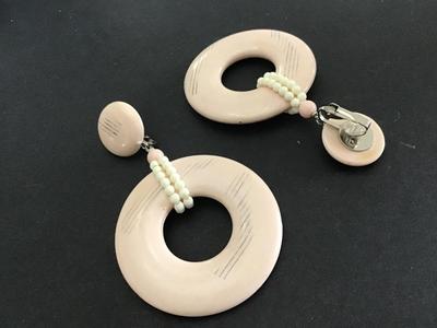 Barbie pink Pearl Vintage Statement Earrings