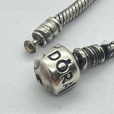 LOT 58: Sterling Silver 8" Pandora Bracelet with Beads/Charms/Hardware - 81 GTW