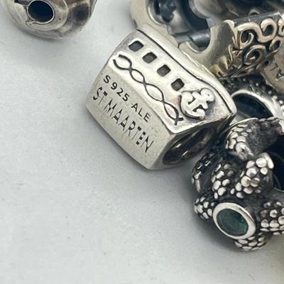 LOT 58: Sterling Silver 8" Pandora Bracelet with Beads/Charms/Hardware - 81 GTW