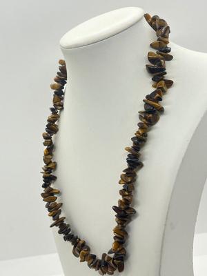 LOT 69: Natural Tiger's Eye Chip Beaded Necklaces