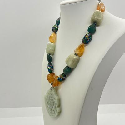 LOT 70: Gorgeous Gemstone Necklaces with Carved Pendants