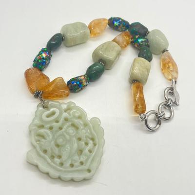 LOT 70: Gorgeous Gemstone Necklaces with Carved Pendants