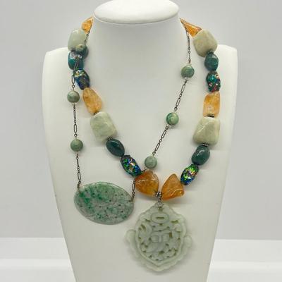 LOT 70: Gorgeous Gemstone Necklaces with Carved Pendants