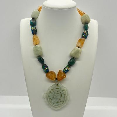 LOT 70: Gorgeous Gemstone Necklaces with Carved Pendants