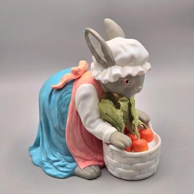 LOT 96: Vintage Department 56 Ceramic Grandma Bunny Rabbit, Beatrix Potter’s Peter Rabbit, and Tiny Talk Collection Caring Bunny Figurine...