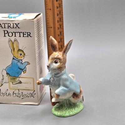 LOT 96: Vintage Department 56 Ceramic Grandma Bunny Rabbit, Beatrix Potter’s Peter Rabbit, and Tiny Talk Collection Caring Bunny Figurine...