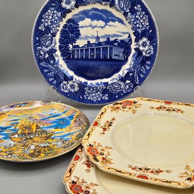 LOT 98: Staffordshire Ware Plate Mount Vernon, Vintage Franklin Mint Bill Bell Two By Two, Lenox Mayence Bowl, and More