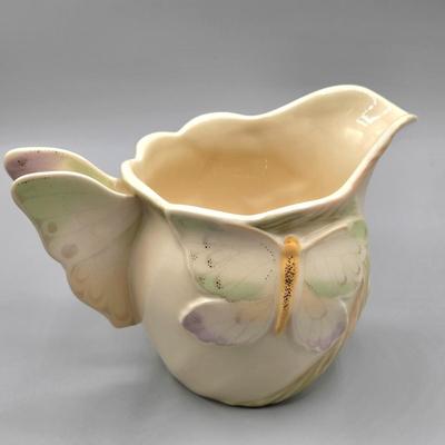 LOT 121: Vintage Lenox China Garden Splendor Butterfly Teapot, Creamer, and Sugar Set