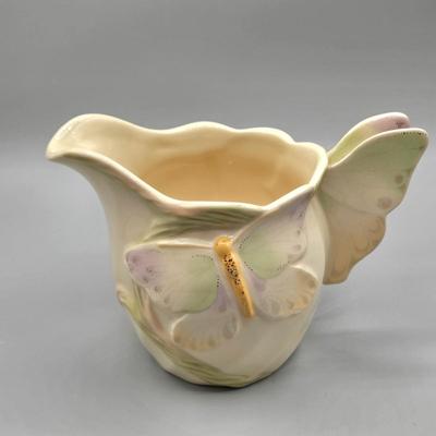 LOT 121: Vintage Lenox China Garden Splendor Butterfly Teapot, Creamer, and Sugar Set