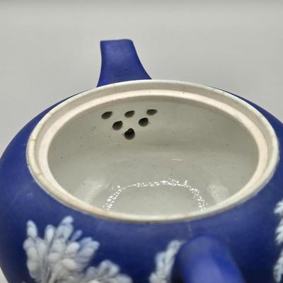 LOT 122: Antique Wedgwood Blue Jasperware Sacrifice to Ceres Tea Set