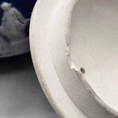 LOT 122: Antique Wedgwood Blue Jasperware Sacrifice to Ceres Tea Set