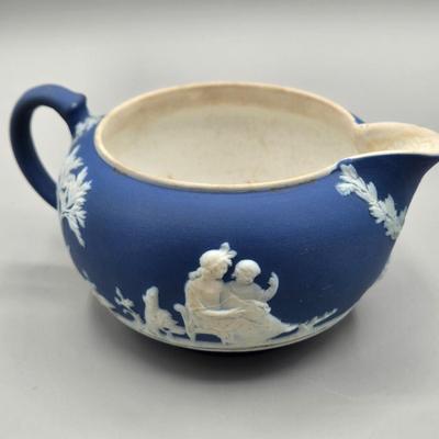 LOT 122: Antique Wedgwood Blue Jasperware Sacrifice to Ceres Tea Set