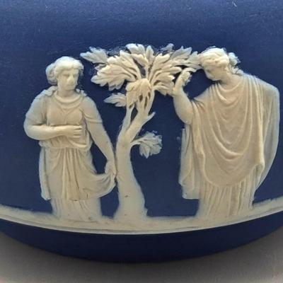 LOT 122: Antique Wedgwood Blue Jasperware Sacrifice to Ceres Tea Set