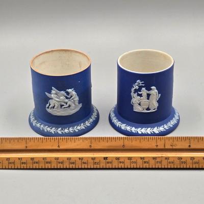 LOT 123: Antique Wedgwood Jasperware Plate and Multiple Spill Vases