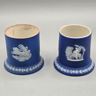 LOT 123: Antique Wedgwood Jasperware Plate and Multiple Spill Vases