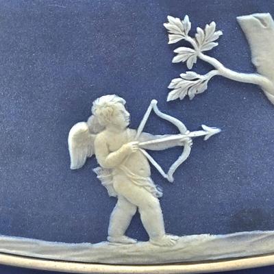 LOT 125: Wedgwood Dark Cobalt Blue Jasperware Cheese Dome with Underplate