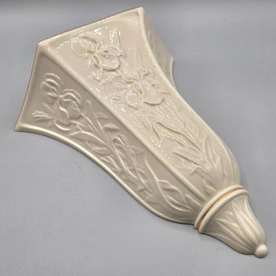 LOT 126: Set of 2 Vintage Lenox Masterpiece Embossed Irises Hanging Vases