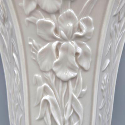 LOT 126: Set of 2 Vintage Lenox Masterpiece Embossed Irises Hanging Vases