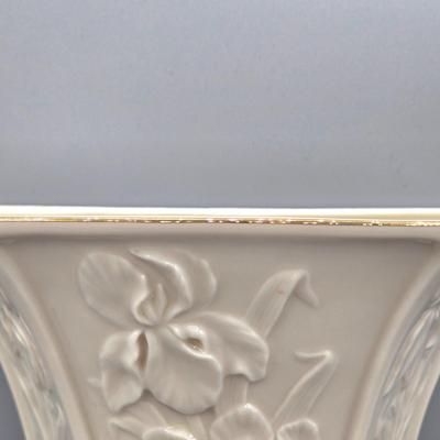 LOT 126: Set of 2 Vintage Lenox Masterpiece Embossed Irises Hanging Vases