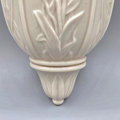 LOT 126: Set of 2 Vintage Lenox Masterpiece Embossed Irises Hanging Vases