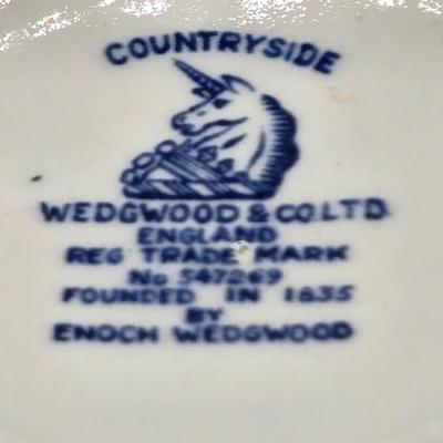 LOT 131: Enoch Wedgwood Tunstall Countryside Pieces Including 12 Cups, 17 Saucers, Creamer, and Sugar/ Storage Cases Included