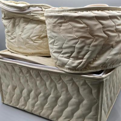 LOT 131: Enoch Wedgwood Tunstall Countryside Pieces Including 12 Cups, 17 Saucers, Creamer, and Sugar/ Storage Cases Included