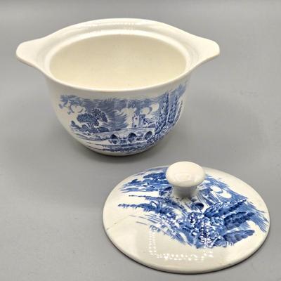 LOT 131: Enoch Wedgwood Tunstall Countryside Pieces Including 12 Cups, 17 Saucers, Creamer, and Sugar/ Storage Cases Included