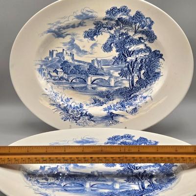 LOT 132: Vintage Countryside Blue Enoch Wedgewood Dinnerware Including 20 Dinner, 10 Dessert Plates, 10 Soup, 8 Dessert Bowls, 2 Serving...